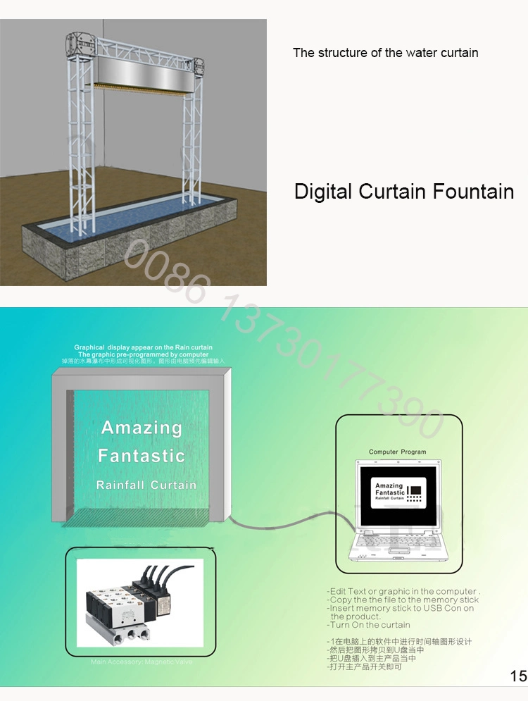 Indoor Wall Water Feature Graphic Digital Water Curtain Price for Decorate Wedding Show